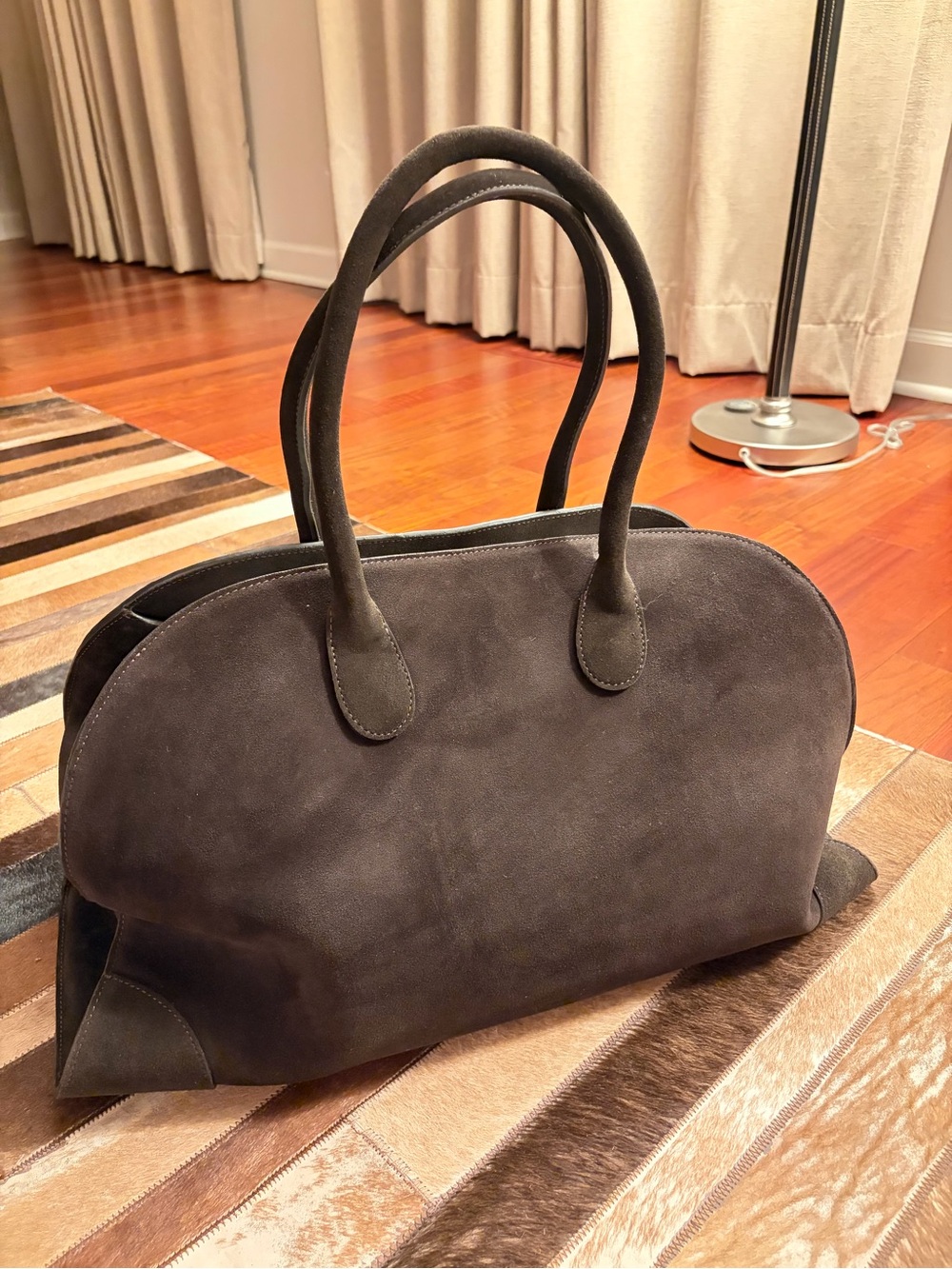 Cos Bowling Bag, Large, Brown Suede